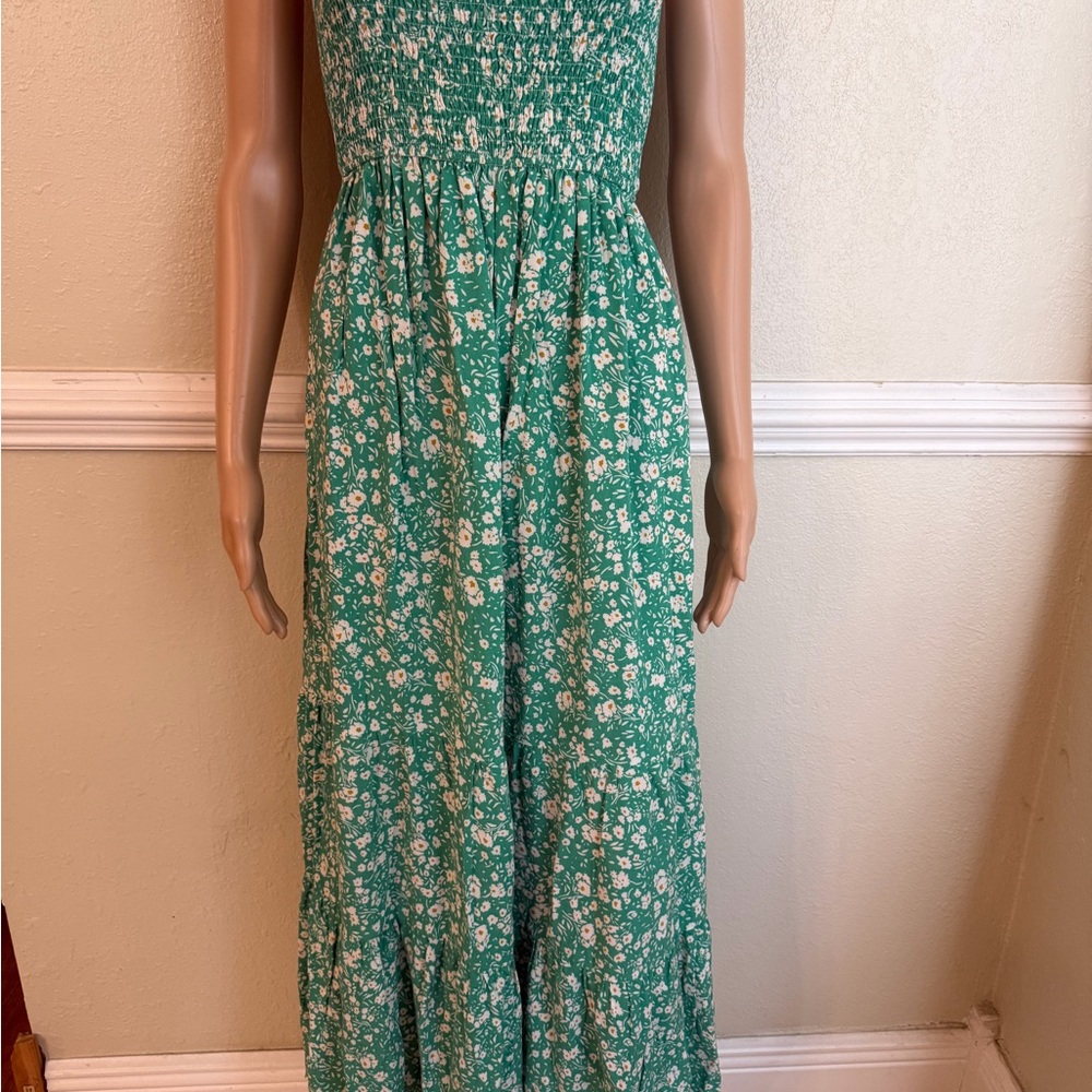 Zesica Floral Green Strapless Maxi Dress small - Picture 8 of 9